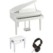Yamaha CLP765 Grand style Piano Deluxe Bundle | Adjustable stool |Headphones | Pol White