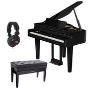 Roland GP-6 | Elegant Baby Grand Piano Bundle, stool, headphones | Polished Ebony