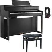 Roland HP704 Digital Piano Bundle with Stool, Headphones | Charcoal Black