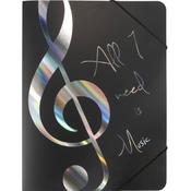 Elastic folder ''All I need is Music'' silver A4
