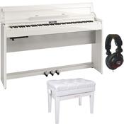 Roland DP-603 | Slimline digital Piano Bundle with Stool and Headphones | Polished White