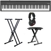 Roland FP30X-1 | Piano Bundle with  X style Stand, Bench and Prodipe Quality Headphones | Black image