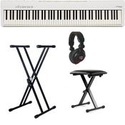 Roland FP30X-1 | Piano Bundle with X style Stand, Bench and Prodipe Quality Headphones | White image