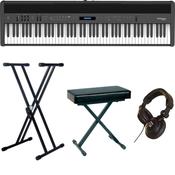 Roland FP60X-1 | Piano Bundle with X style Stand, Padded Bench and Headphones | Black image