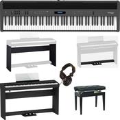 Roland FP60X-BK-3 | Piano Bundle with Roland Stand and Pedals, Bench, Headphones | Black image