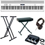 Roland FP60X-2 | Piano Bundle with X Stand, Bench, 3 Pedal Unit, Headphones | White image