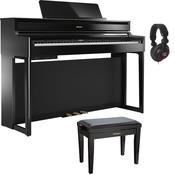 Roland HP704 Digital Piano Bundle with Stool and Headphones | Polished Ebony image