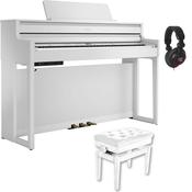Roland HP704 Digital Piano Bundle with Stool and Headphones | White image