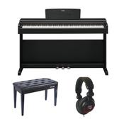 Yamaha YDP145 standard Bundle | with Piano Stool and Headphones | Black image