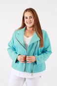 Amber Suede Biker Jacket in Light Blue