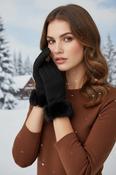 Emma Fur Gloves in Black