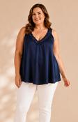Jade Lace Trim Vest in Navy image