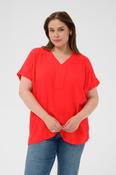 Kaffe Curve Mille S/S Blouse in Poppy Red