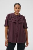 Kaffe Curve Nicola Ruffle Shirt in Fudge image