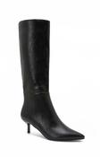 Kitten Heel Knee High Boot in Black