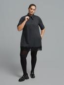 Mat Lace Trim Dress in Charcoal image