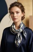 Monica Silk Scarf in Navy