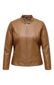 Only Carmakoma Robber Faux Leather Jacket in Cognac
