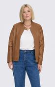 Only Carmakoma Robber Faux Leather Jacket in Cognac
