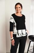 Ora Contrasting Hem Top in Black