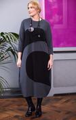 Ora Grey Dress with Black Accents