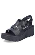 Rieker Wedge Sandal in Black