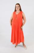 Summer Pleated Dress in Coral