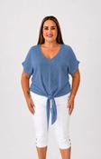 Sydney Crinkle Tie Blouse in Blue image