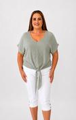 Sydney Crinkle Tie Blouse in Khaki image