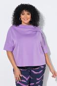 Ulla Popken Draped Shoulder Top in Purple image