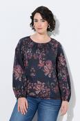 Ulla Popken Floral Damask Blouse in Navy image