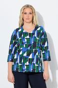 Ulla Popken Graphic Top in Green/Blue