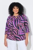 Ulla Popken Keyhole Zebra Print Blouse in Purple