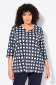 Ulla Popken Print Blouse in Navy