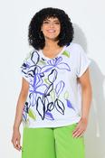 Ulla Popken Oversized Leaf Print T-Shirt image