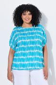 Ulla Popken Scribble Oversized Blouse in Turquoise image