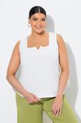 Ulla Popken Square Notch Neck Top in White