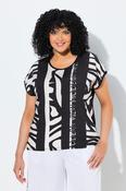 Ulla Popken Striped T-Shirt in Black image