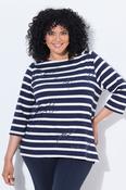 Ulla Popken Striped T-Shirt in Navy image