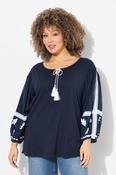 Ulla Popken Tie Neck Blouse in Navy image