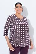 Ulla Popken Print Blouse in Wine