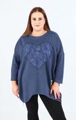 Zara Floral Heart Sweater in Navy