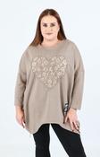 Zara Floral Heart Sweater in Taupe