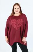 Zara Floral Heart Sweater in Wine