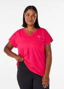 Zizzi Active V Neck T-Shirt in Bright Rose
