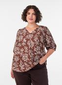 Zizzi Stina Blouse in Brown Flower