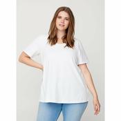 Zizzi Cotton V-Neck T-Shirt in White