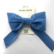 Vintage Velvet Bow (Cornflower Blue)