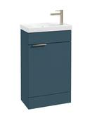 STOCKHOLM Floorstanding 50cm Cloakroom Vanity Unit Matt Ocean Blue - Brushed Nickel handles image