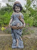 Lady Holding Basket of Puppies image